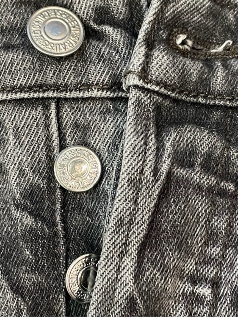 LEVI’S Wedgie Straight Vintage Washed Black Denim Jeans Size 24 - Picture 4 of 12
